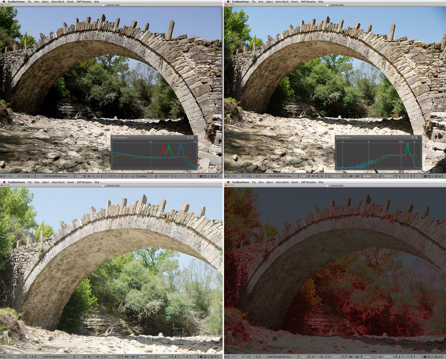 FastRawViewer. Bridge in Zagori. Shadow Boost and Focus Peaking